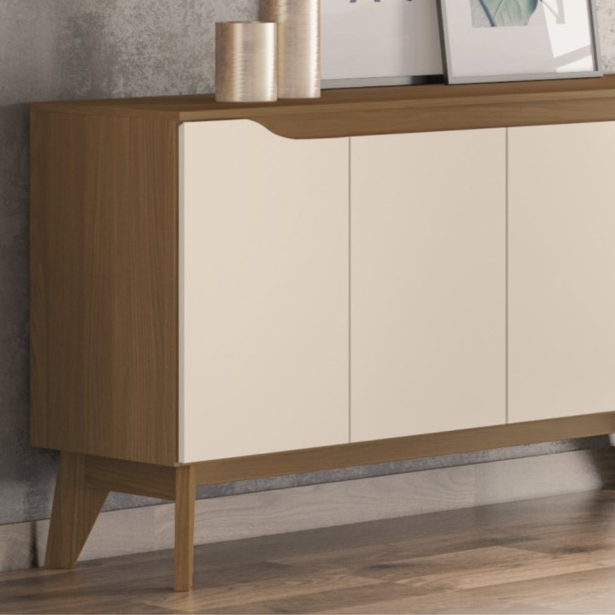 Aparador Buffet 4 Portas Quartzo Nature / Off White