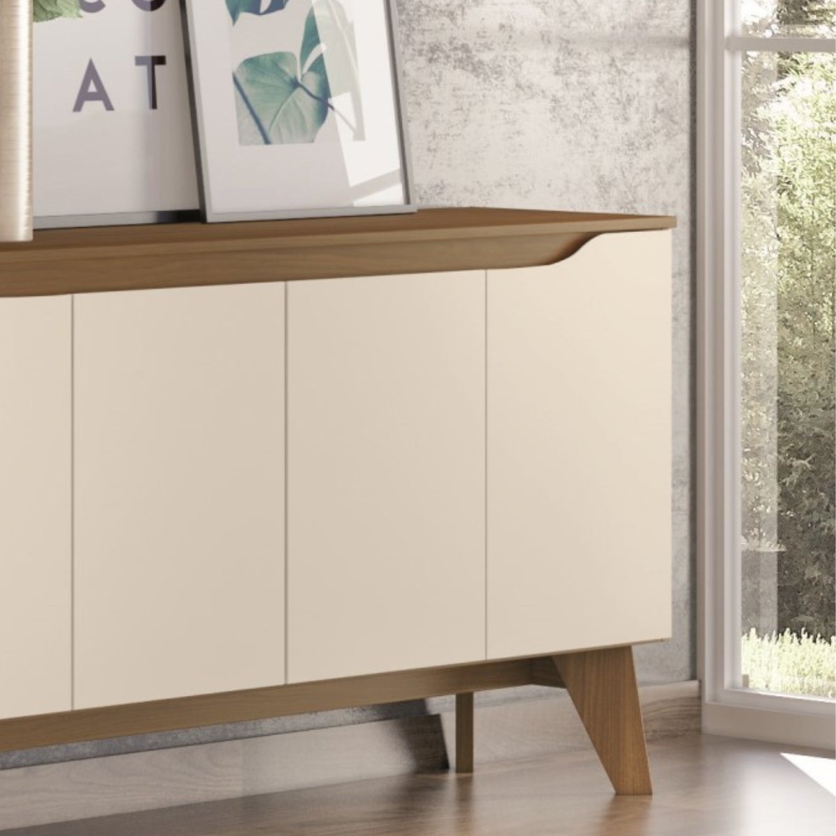 Aparador Buffet 4 Portas Quartzo Nature / Off White