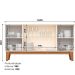 Aparador Buffet 4 Portas Ripado com Vidro Eiffel Off White / Nature