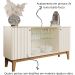 Aparador Buffet 4 Portas Ripado com Vidro Eiffel Off White / Nature