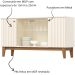 Aparador Buffet 4 Portas Ripado com Vidro Eiffel Off White / Nature