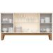 Aparador Buffet 4 Portas Ripado com Vidro Eiffel Off White / Nature