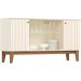 Aparador Buffet 4 Portas Ripado com Vidro Eiffel Off White / Nature