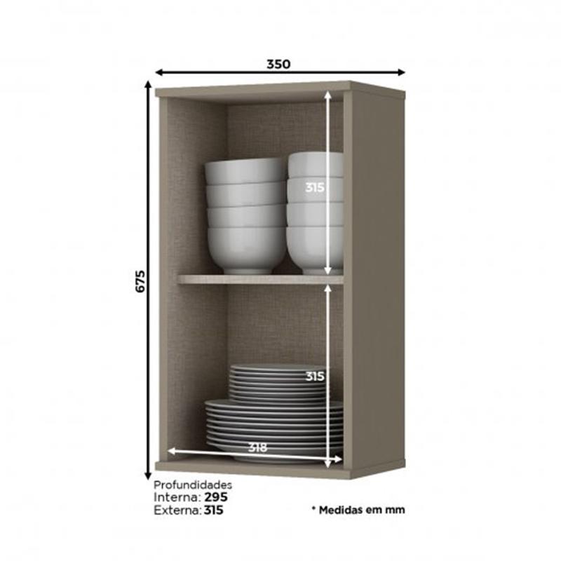 Armário Aéreo 1 Porta 35cm Connect Duna/Cristal - Móveis Henn