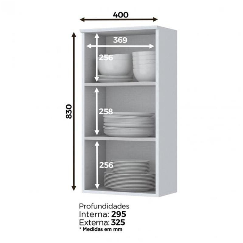 Armário Aéreo 1 Porta 40cm Americana Branco - Móveis Henn