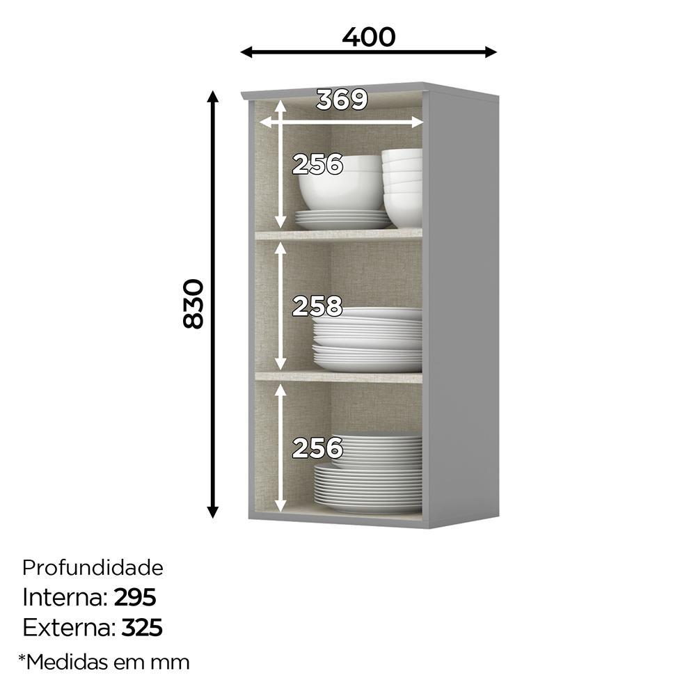 Armário Aéreo 1 Porta 40cm Americana Cinza - Móveis Henn