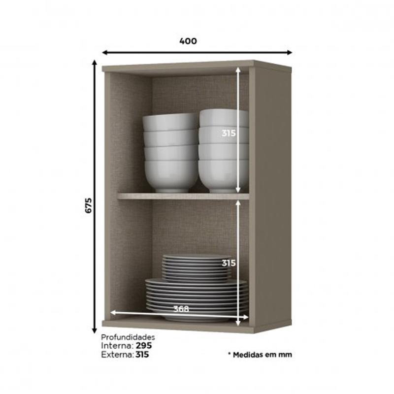 Armário Aéreo 1 Porta 40cm Connect Duna/Cristal - Móveis Henn