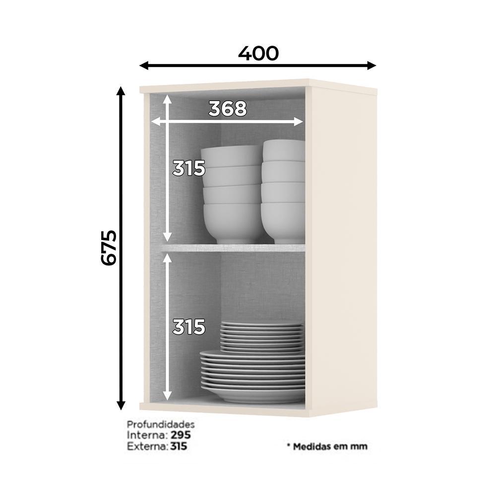 Armário Aéreo 1 Porta 40cm Connect Off White - Móveis Henn