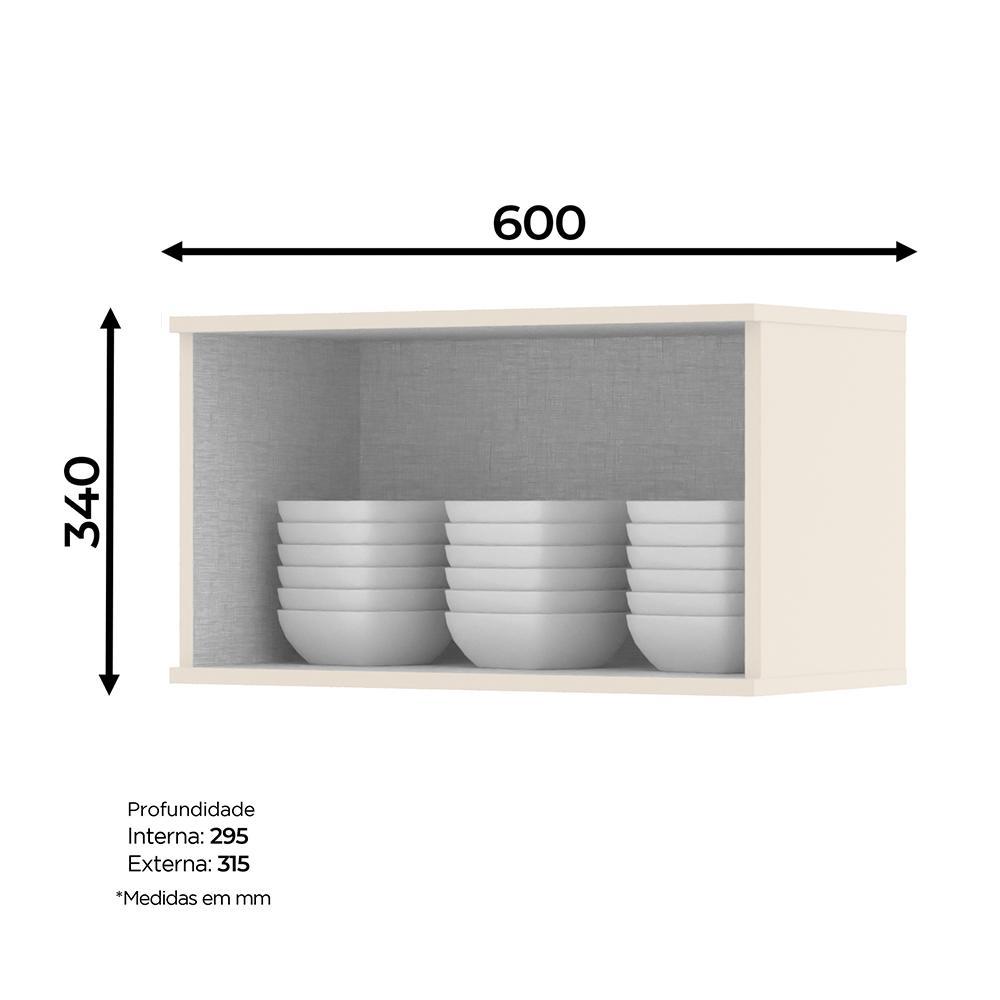 Armário Aéreo 1 Porta Basculante 60cm Connect Off White - Móveis Henn