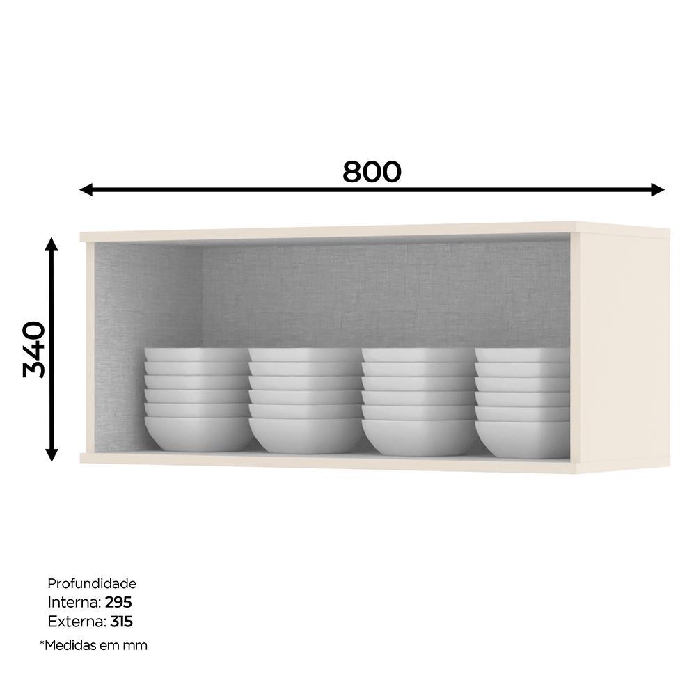 Armário Aéreo 1 Porta Basculante 80cm Connect Off White - Móveis Henn
