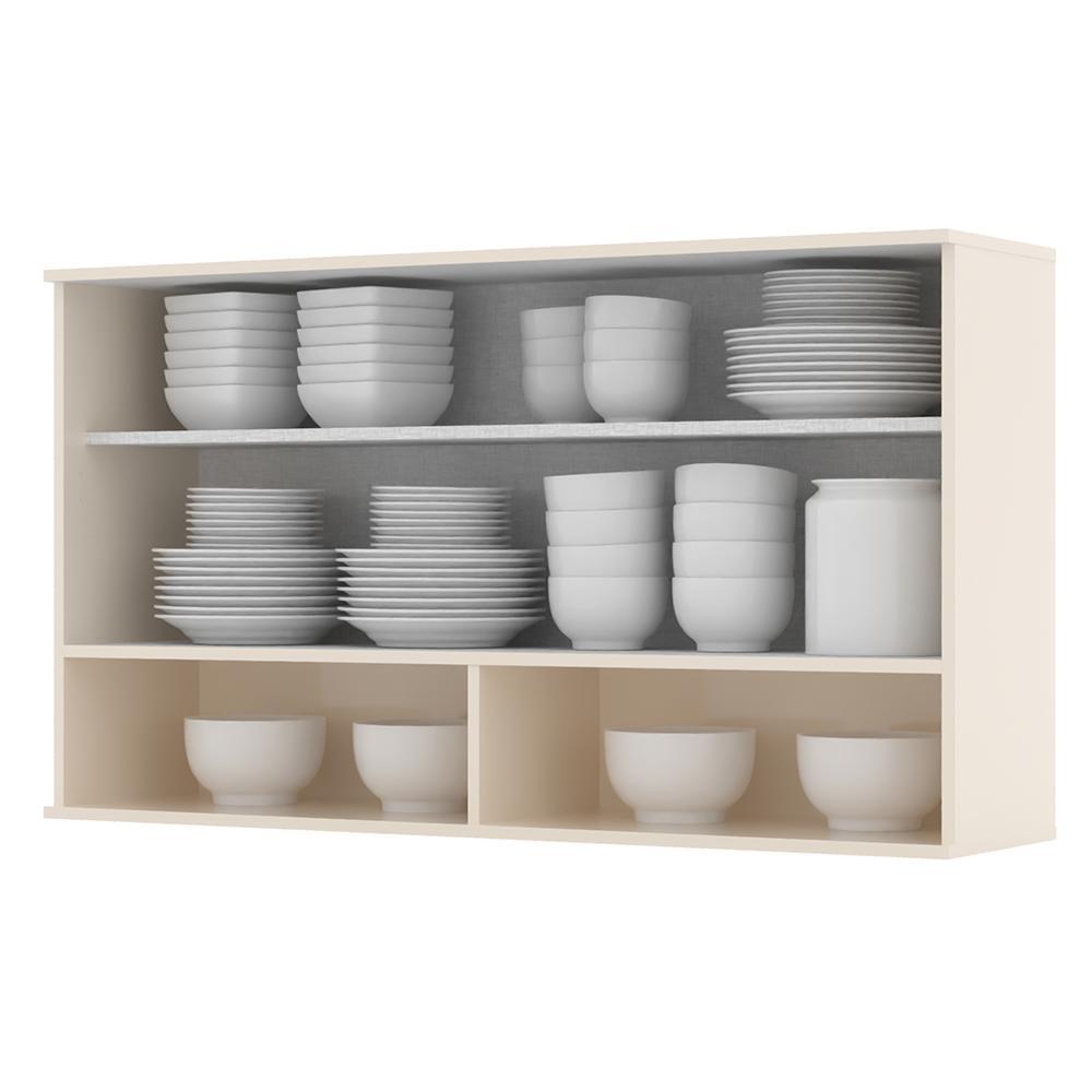 Armário Aéreo 1 Porta Basculante Vidro 120cm Connect Off White - Móveis Henn