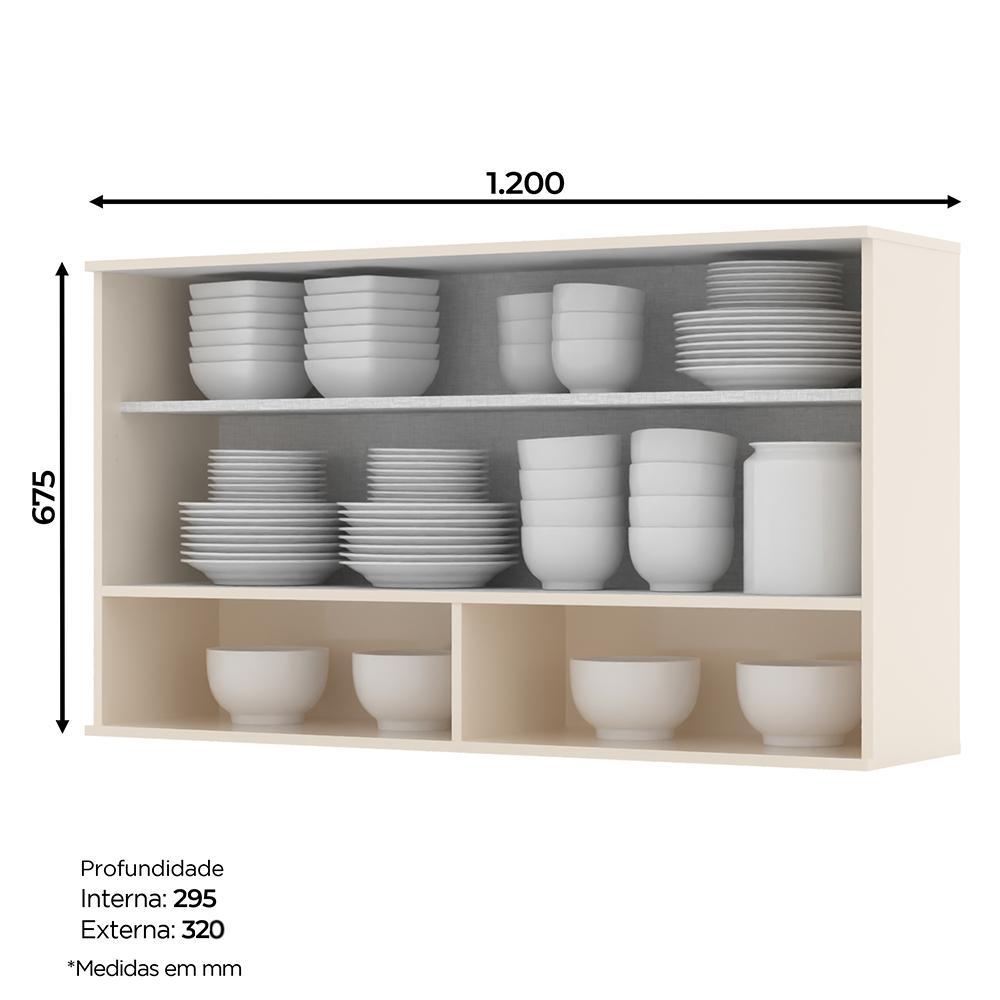 Armário Aéreo 1 Porta Basculante Vidro 120cm Connect Off White - Móveis Henn