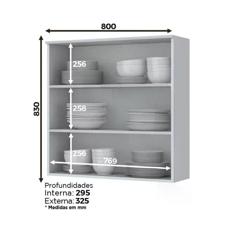 Armário Aéreo 2 Portas 80cm Americana Branco - Móveis Henn