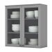 Armário Aéreo 2 Portas Vidro 80cm Americana Cinza - Móveis Henn