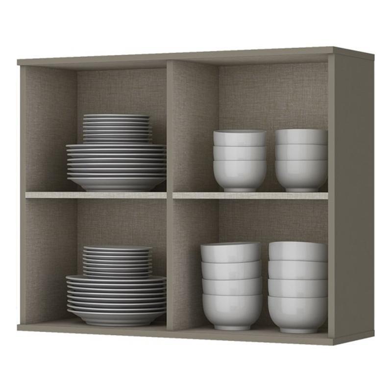 Armário Aéreo 2 Portas Vidro 80cm Connect Duna - Móveis Henn