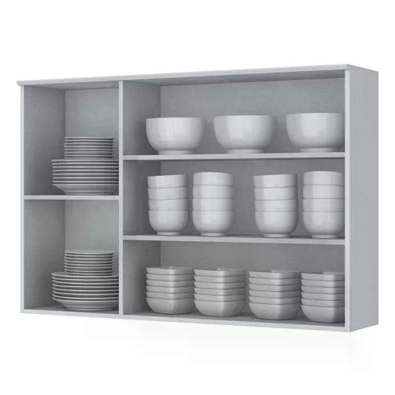 Armário Aéreo 3 Portas de Vidro 120cm Americana Branco - Móveis Henn