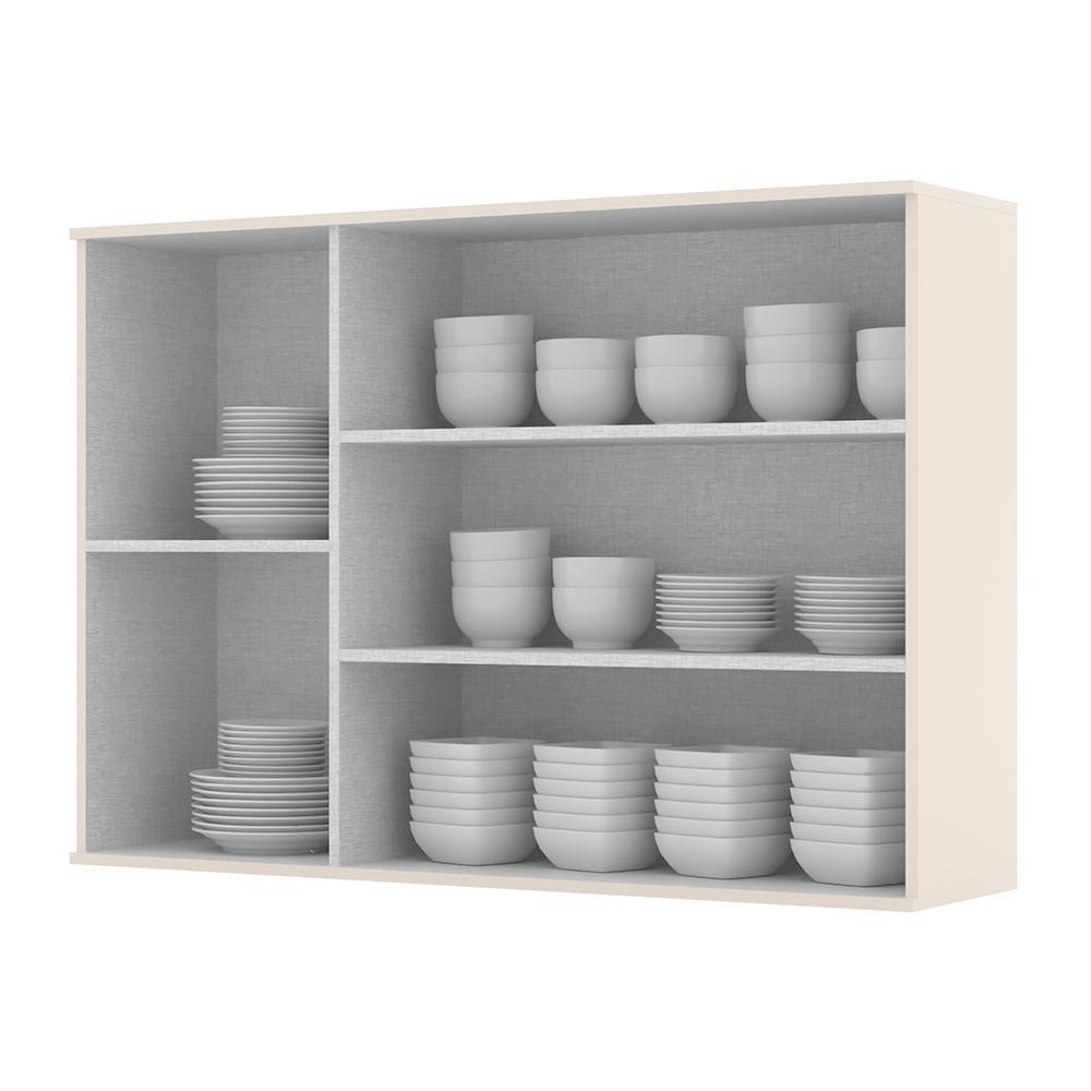 Armário Aéreo 3 Portas de Vidro 120cm Connect Off White - Móveis Henn