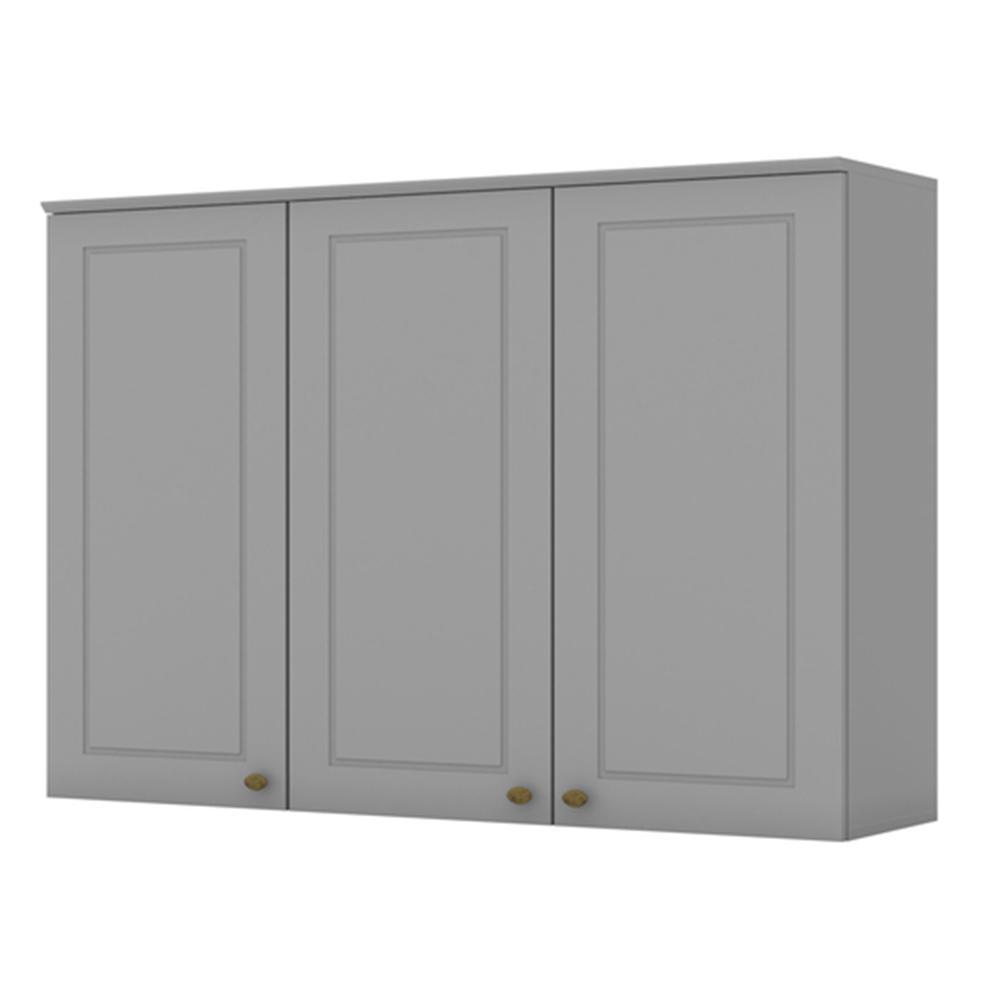 Armário Aéreo 3 portas 120cm Americana Cinza - Móveis Henn