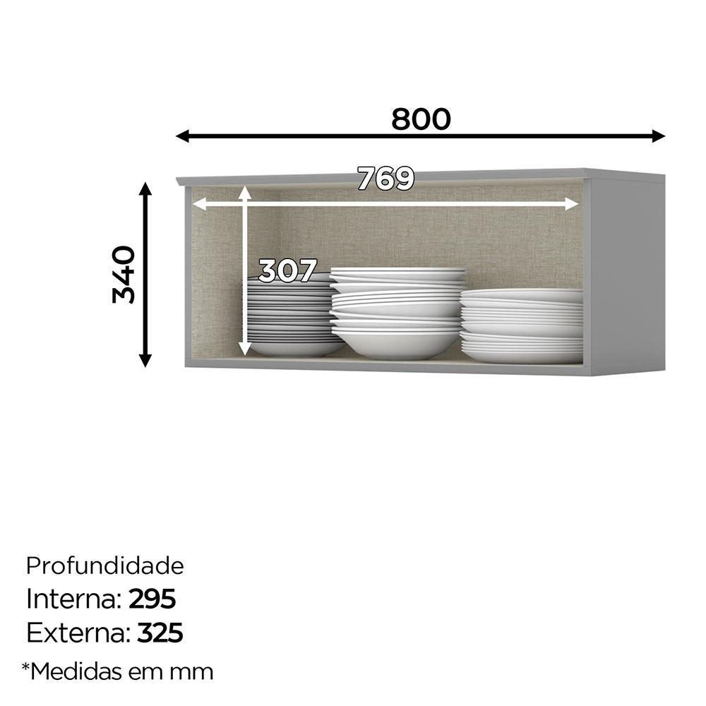 Armário Aéreo Basculante Americana 80cm Cinza - Móveis Henn