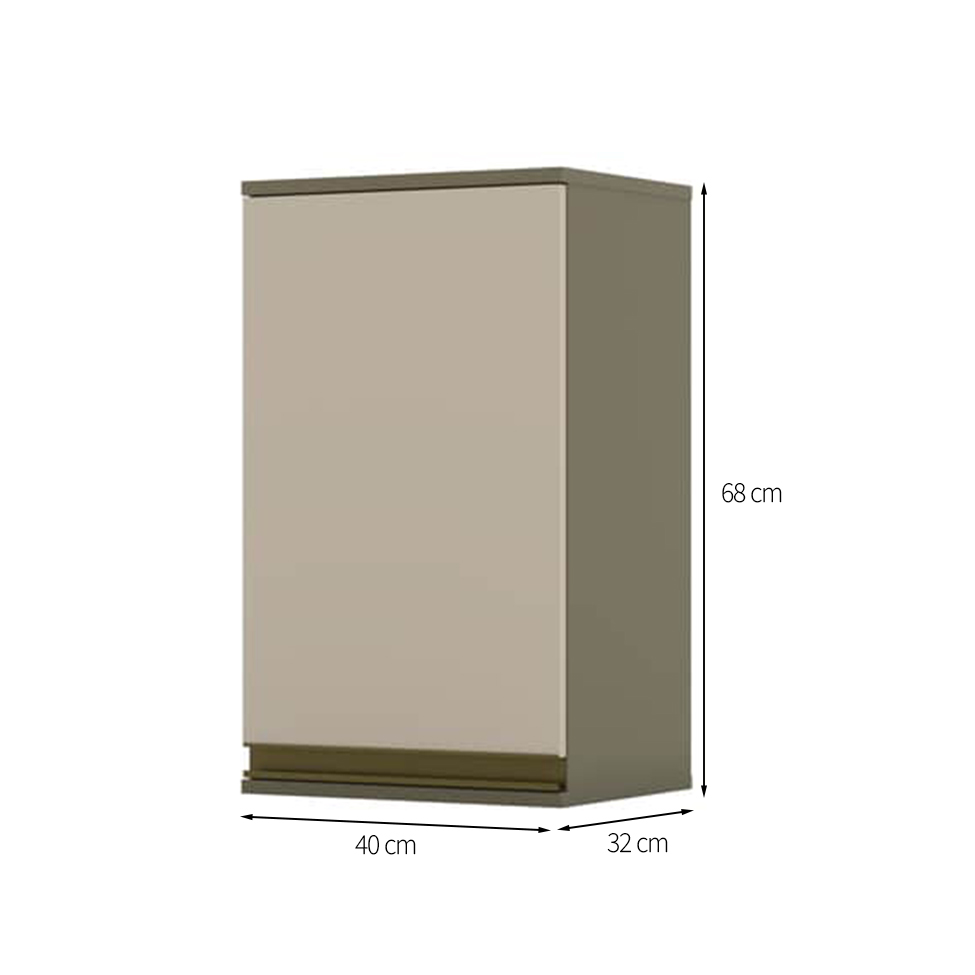 Armário Aéreo Évelin I 1 Porta Duna e Cristal 40 cm