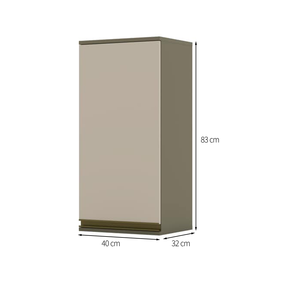 Armário Aéreo Évelin II 1 Porta Duna e Cristal 40 cm