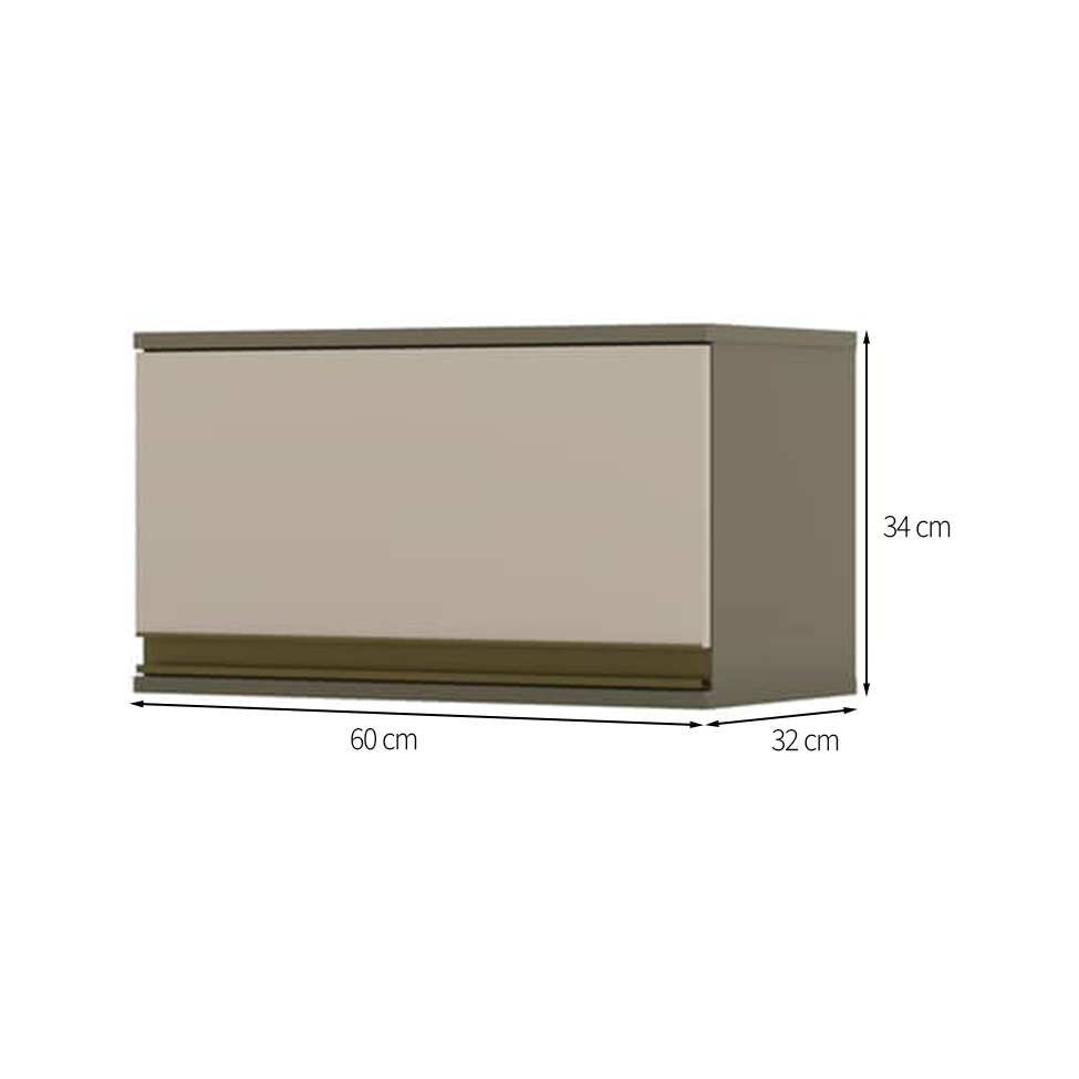 Armário Aéreo Évelin II 1 Porta Duna e Cristal 60 cm
