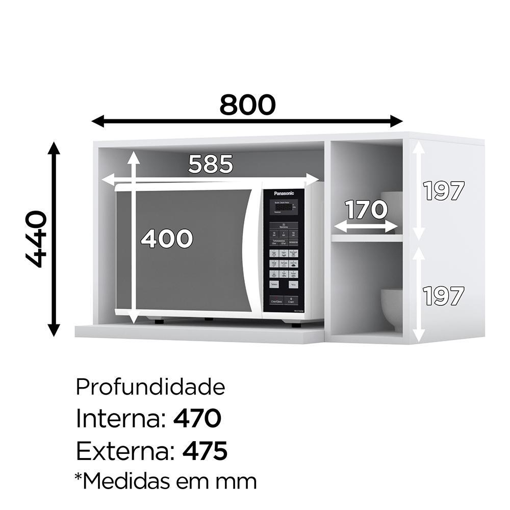 Armário Aéreo Micro-ondas Americana Branco - Móveis Henn