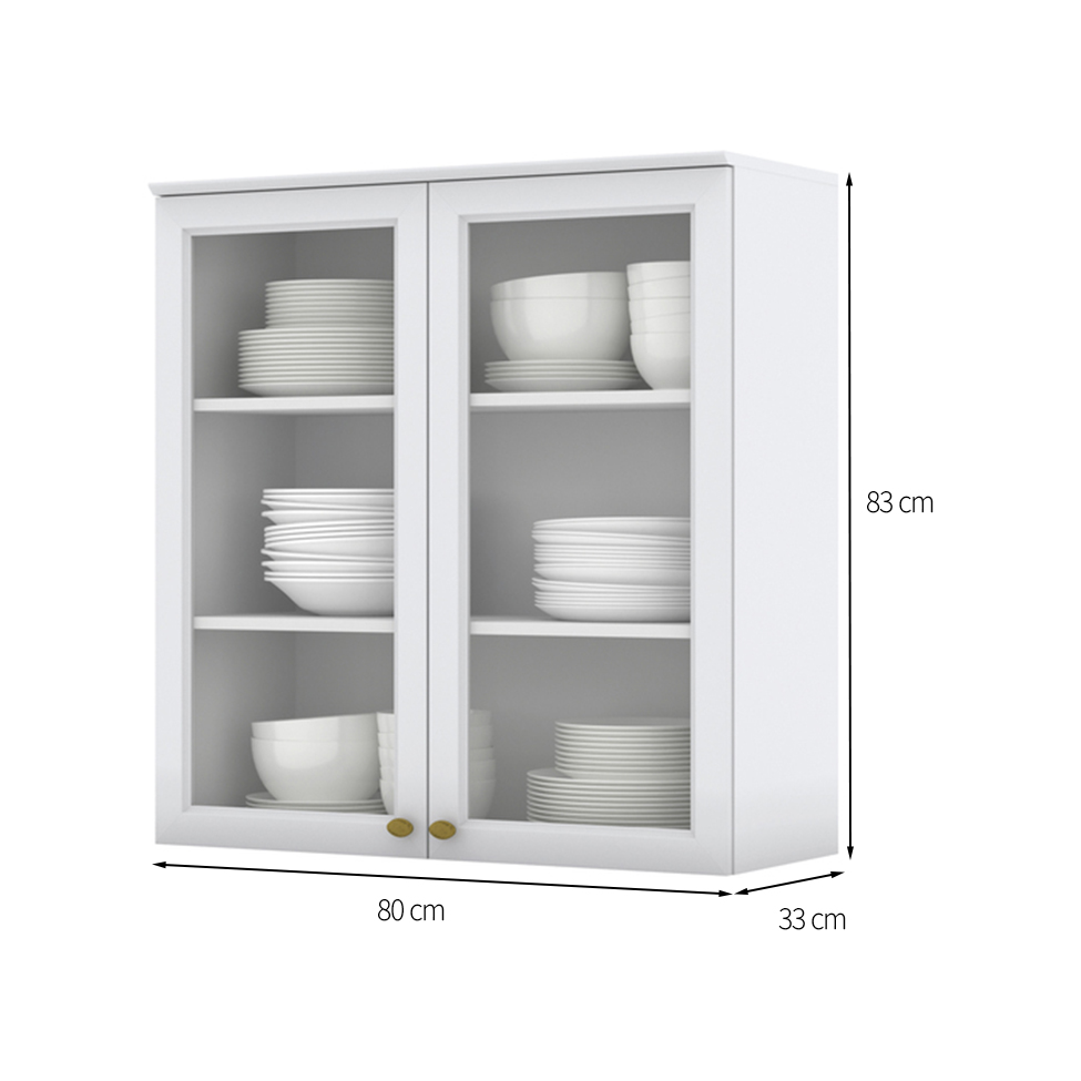 Armário Aéreo Nova York com Vidro 2 Portas Branco