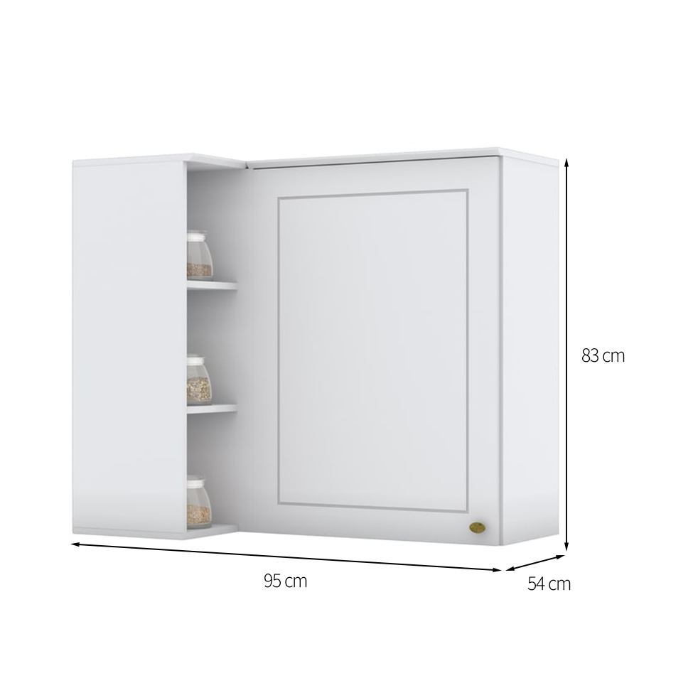 Armário Aéreo de Canto Nova York 1 Porta Branco