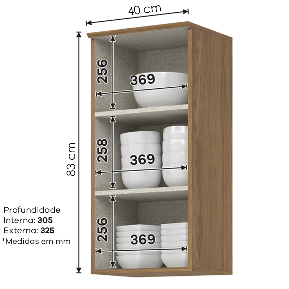 Armario Aereo 1 Porta 40 cm MDP Requinte C635 Nature Henn