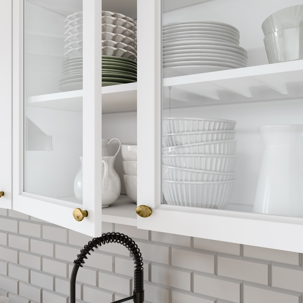 Armario Aereo 2 Portas Vidro MDF 80 cm Americana C366 Branco Henn