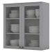 Armario Aereo 2 Portas Vidro MDF 80 cm Americana C366 Cinza Henn
