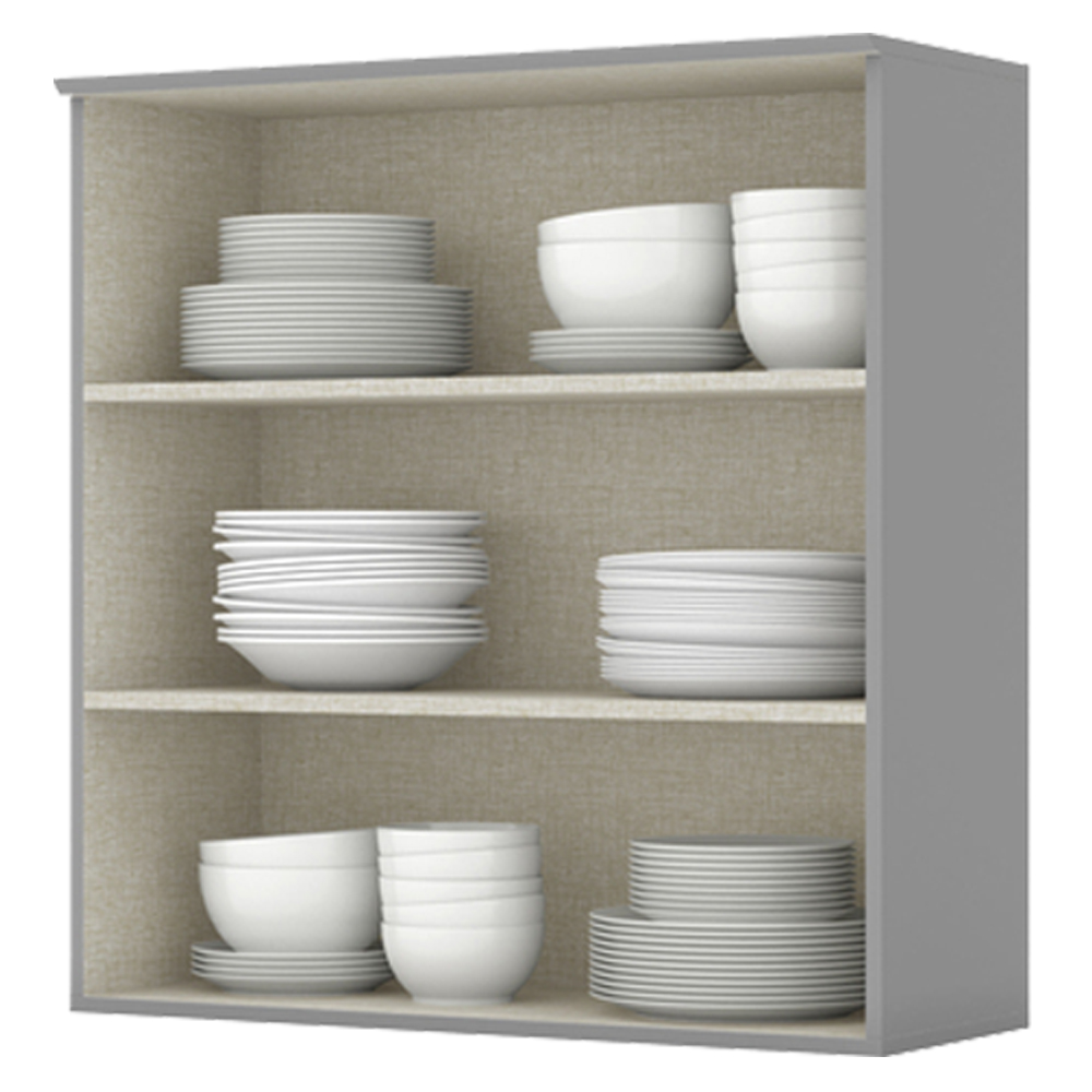 Armario Aereo 2 Portas Vidro MDF 80 cm Americana C366 Cinza Henn