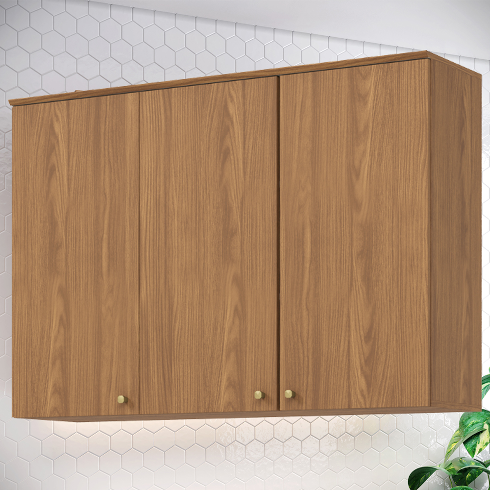 Armario Aereo 3 Portas 120 cm MDP Requinte C636 Nature Henn