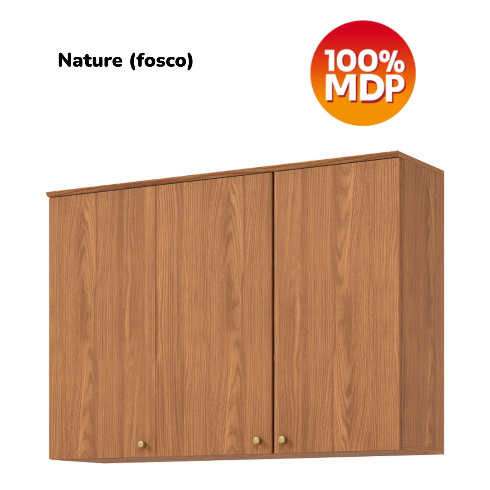 Armario Aereo 3 Portas 120 cm MDP Requinte C636 Nature Henn