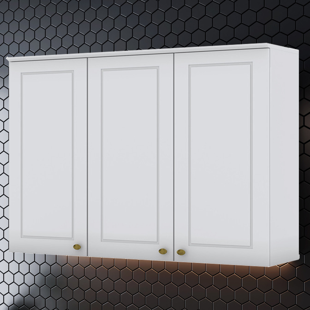 Armario Aereo 3 Portas MDF 120 cm Americana C352 Branco Henn
