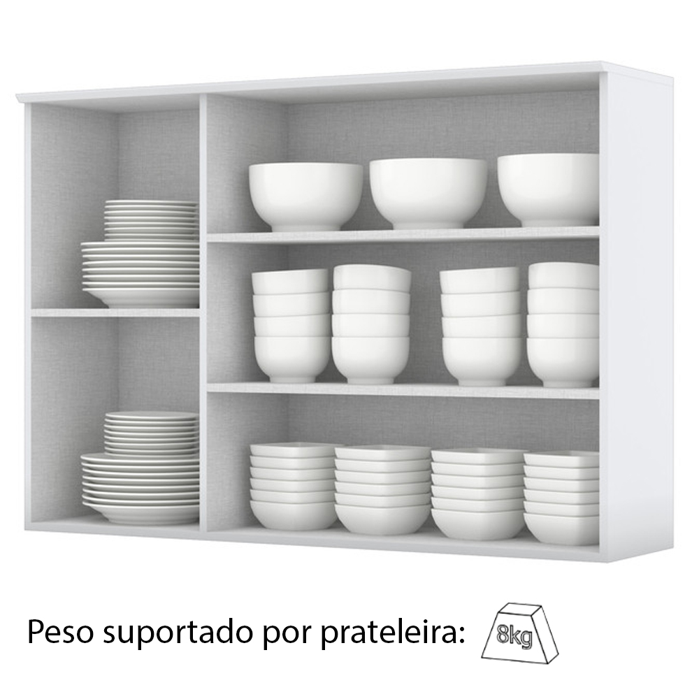 Armario Aereo 3 Portas MDF 120 cm Americana C352 Branco Henn