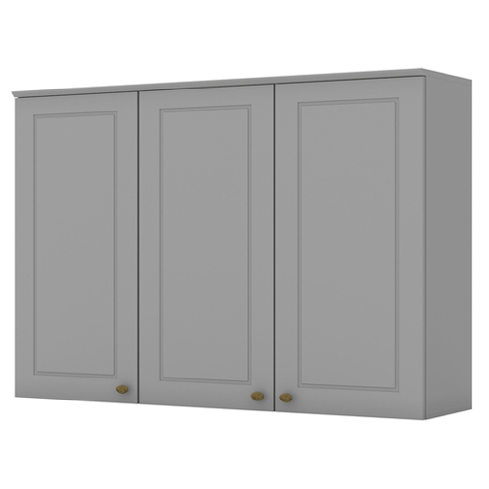 Armario Aereo 3 Portas MDF 120 cm Americana C352 Cinza Henn