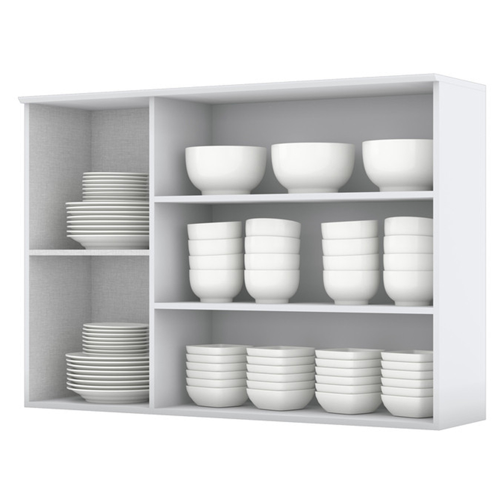 Armario Aereo 3 Portas Vidro MDF 120 cm Americana C363 Branco Henn