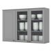 Armario Aereo 3 Portas Vidro MDF 120 cm Americana C363 Cinza Henn