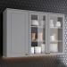 Armario Aereo 3 Portas Vidro MDF 120 cm Americana C363 Cinza Henn