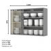 Armario Aereo 3 Portas Vidro MDF 120 cm Americana C363 Cinza Henn