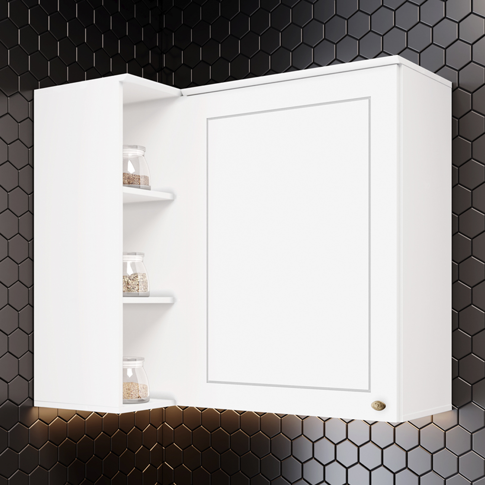 Armario Aereo Canto Reto 1P MDF 94x54 cm Americana C359 Branco Henn