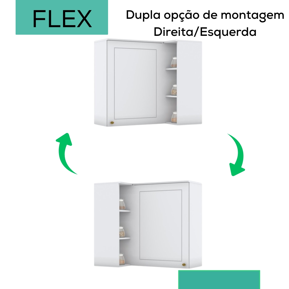 Armario Aereo Canto Reto 1P MDF 94x54 cm Americana C359 Branco Henn