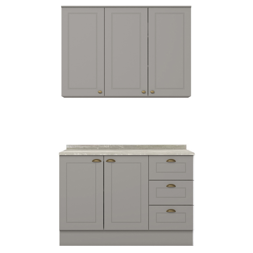 Armario Aereo E Balcao 120 cm CE169 Americana Cinza Calcare Henn