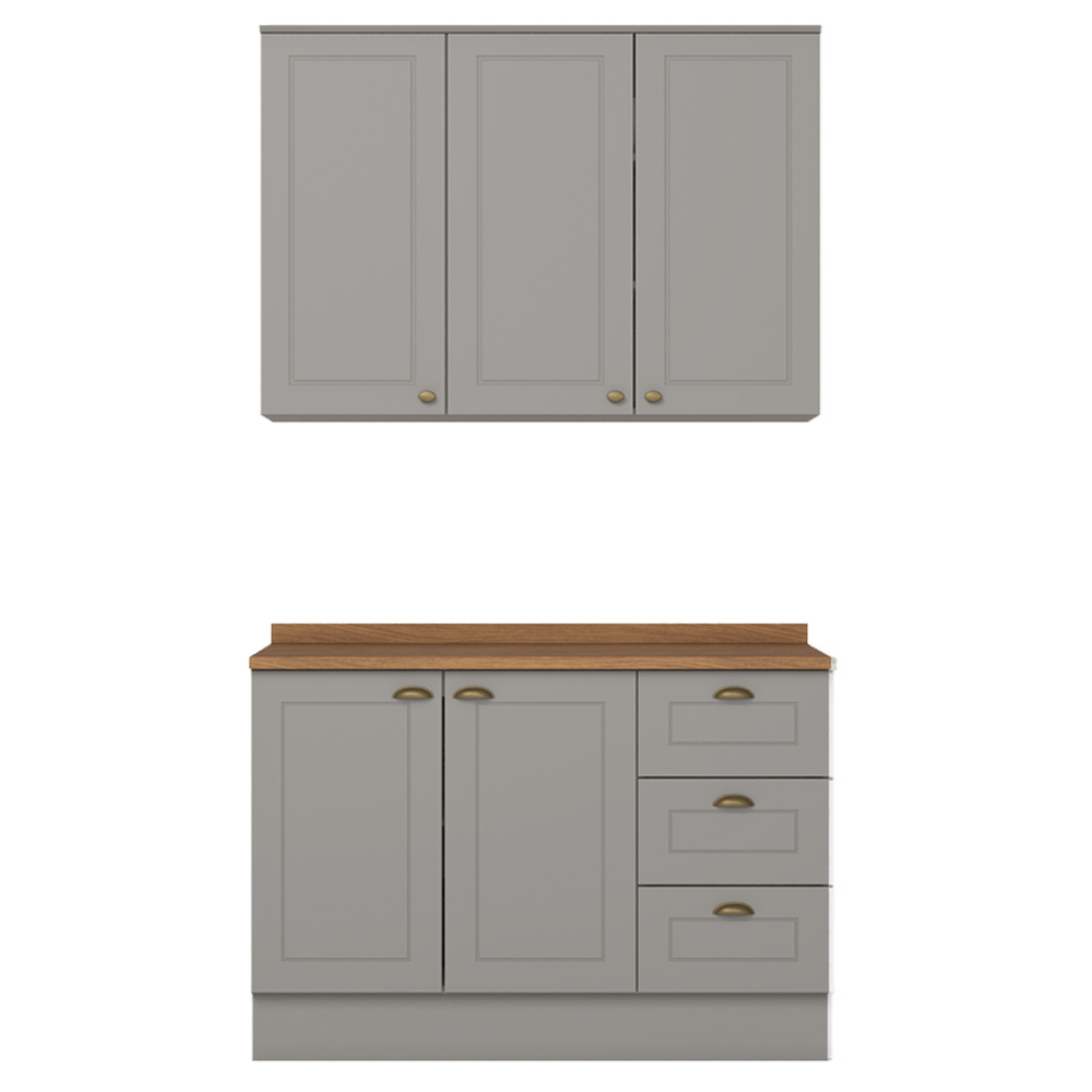 Armario Aereo E Balcao 120cm CE169 Americana Cinza Nature Henn