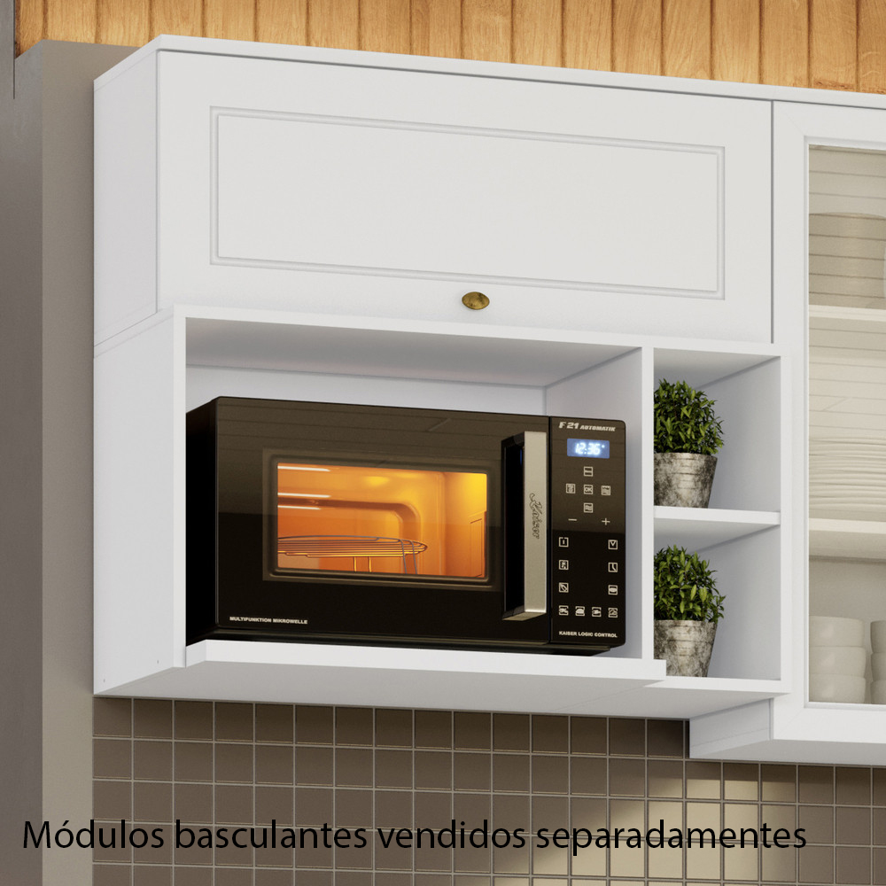 Armario Aereo Para Microondas MDF 80 cm Americana C557 Branco Henn
