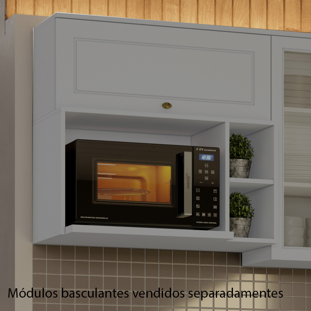 Armario Aereo Para Microondas MDF 80 cm Americana C557 Cinza Henn