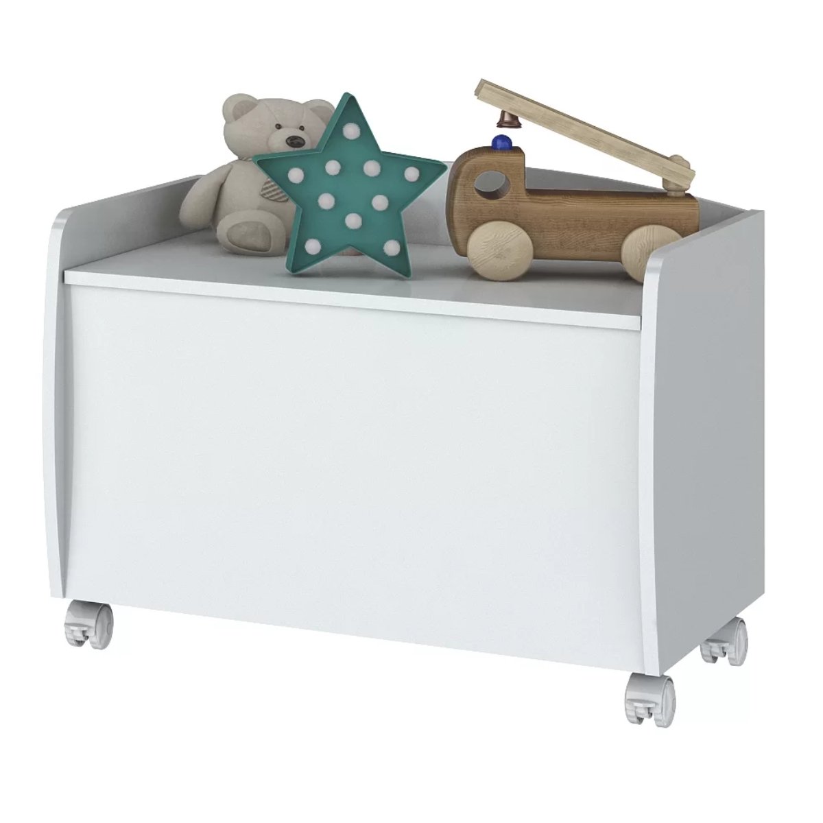 Baú para Brinquedos Multiuso com Rodinhas - Aquarela Branco