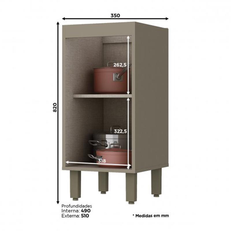Balcão 1 Porta 35cm Connect Duna/Cristal - Móveis Henn